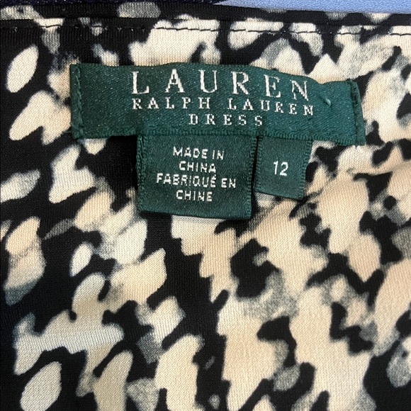 Lauren Ralph Lauren Women’s Black and Cream Long Sleeve Dress Size 12 - Picture 7 of 8